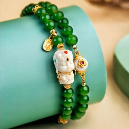 Jade & Celadon Mammoth Abundance Cuff-– Boost Wealth Instinct, Shield Negativity