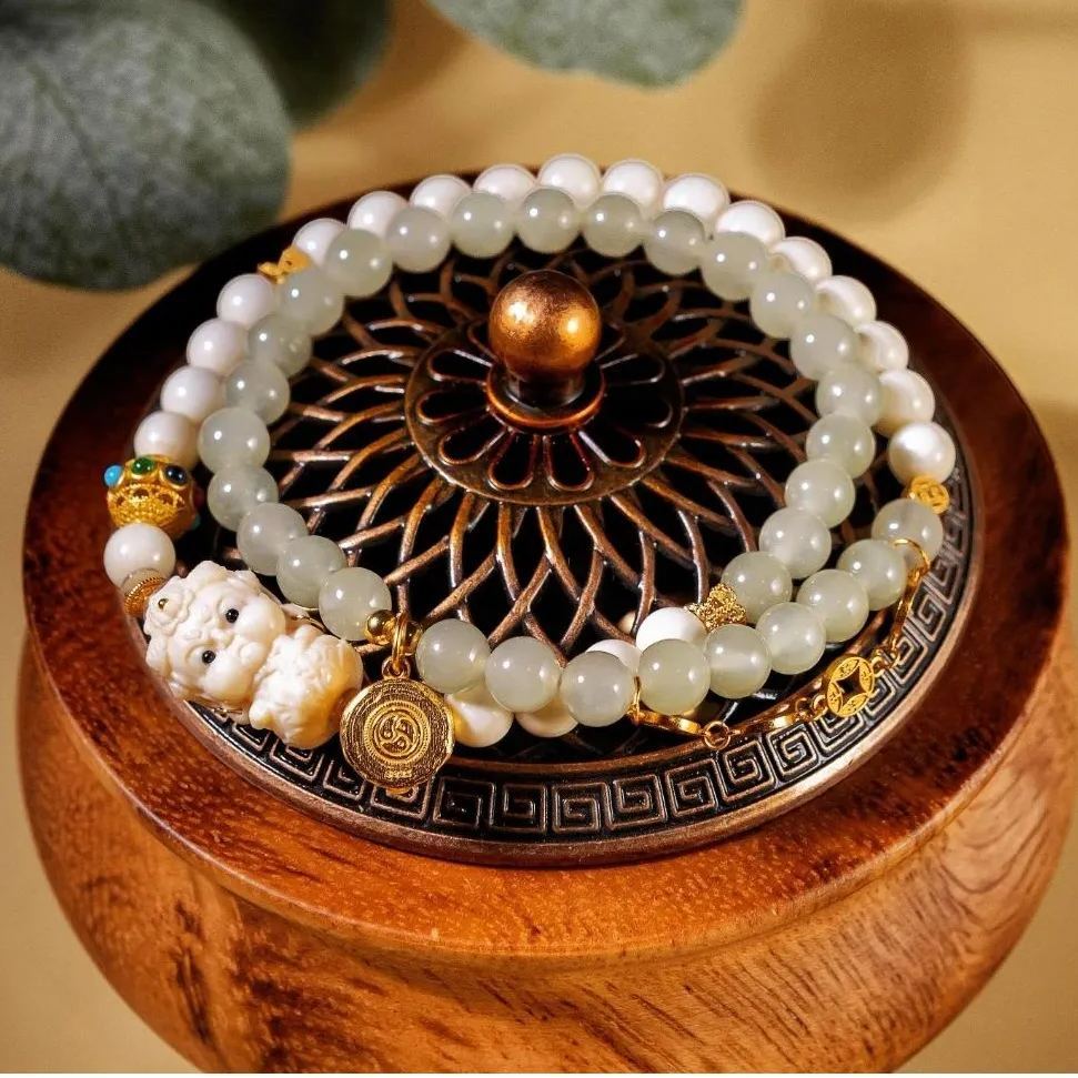 Jade & Celadon Mammoth Abundance Cuff-– Boost Wealth Instinct, Shield Negativity