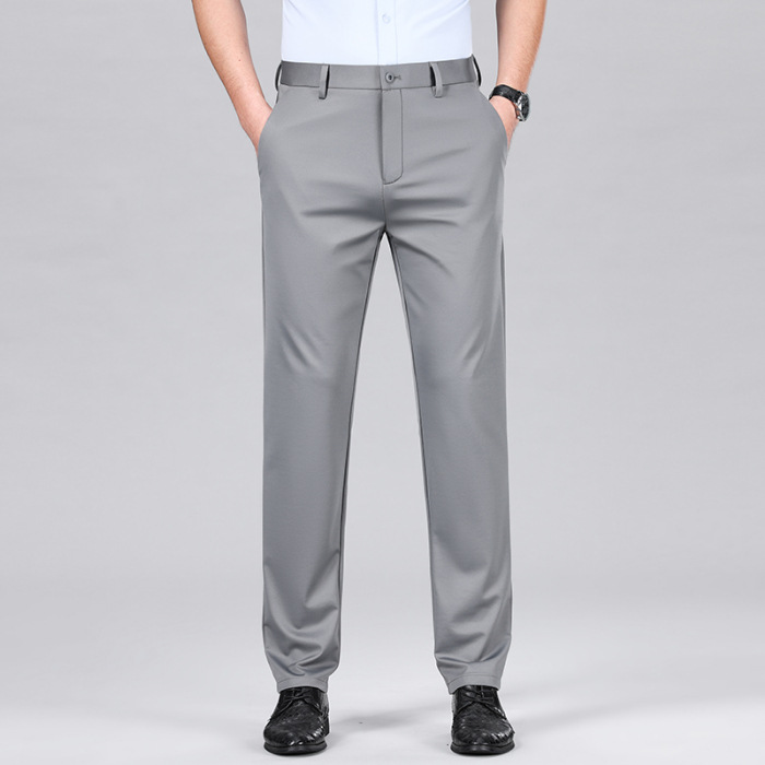 LYNSIL シルクスラックス メンズ ノータック ストレート