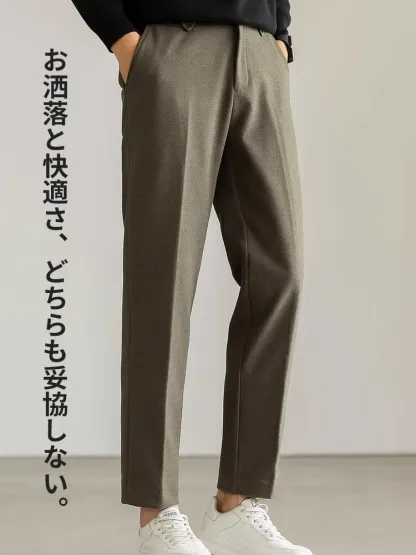 LYNSIL テーパードパンツ メンズ 起毛加工 シワにくい ウールツイード