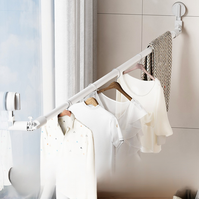 免打孔強力可折疊吸盤多功能晾衣桿