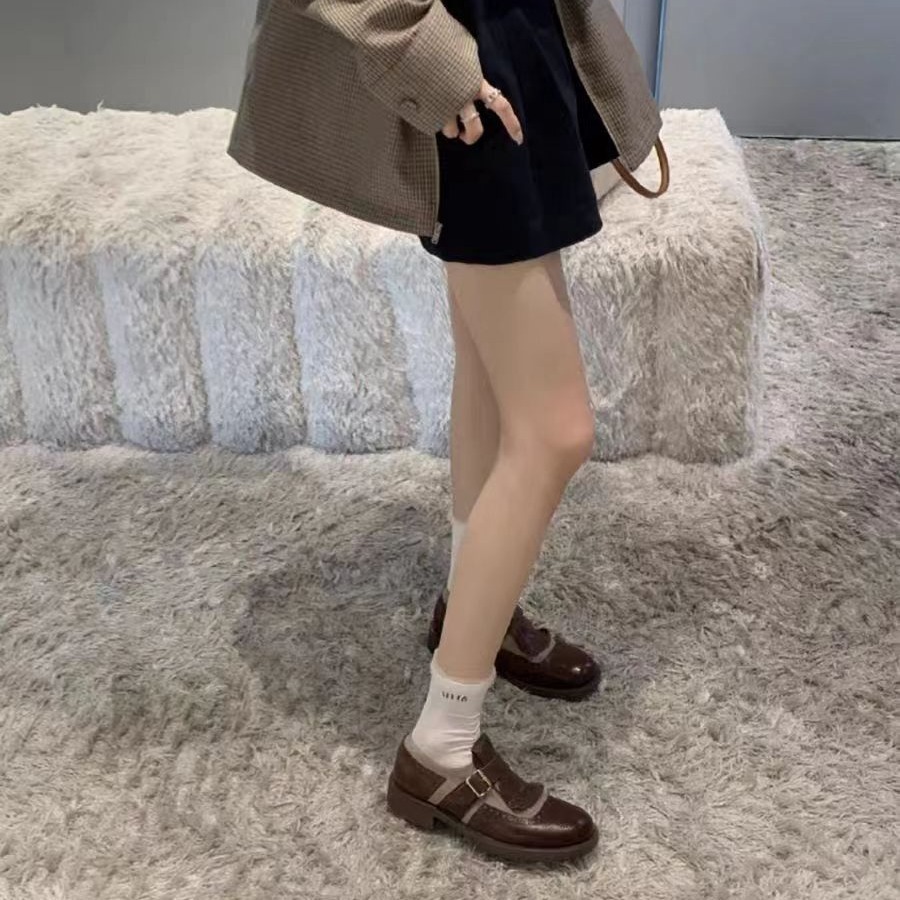 葡萄妈同款雕花布洛克小皮鞋2024秋季新款英伦复古牛津孟克单鞋女