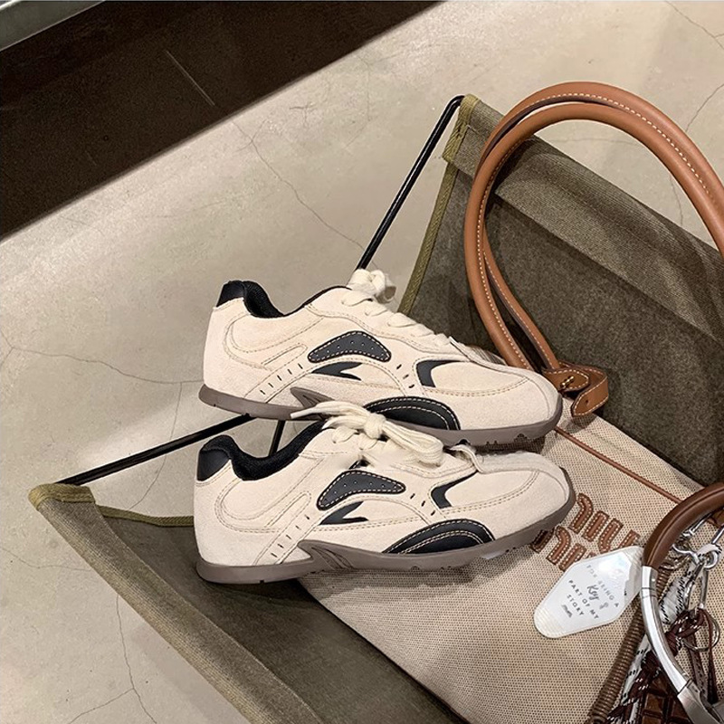 同款韩国练习生~拼色系带增高休闲运动德训鞋女阿甘鞋女