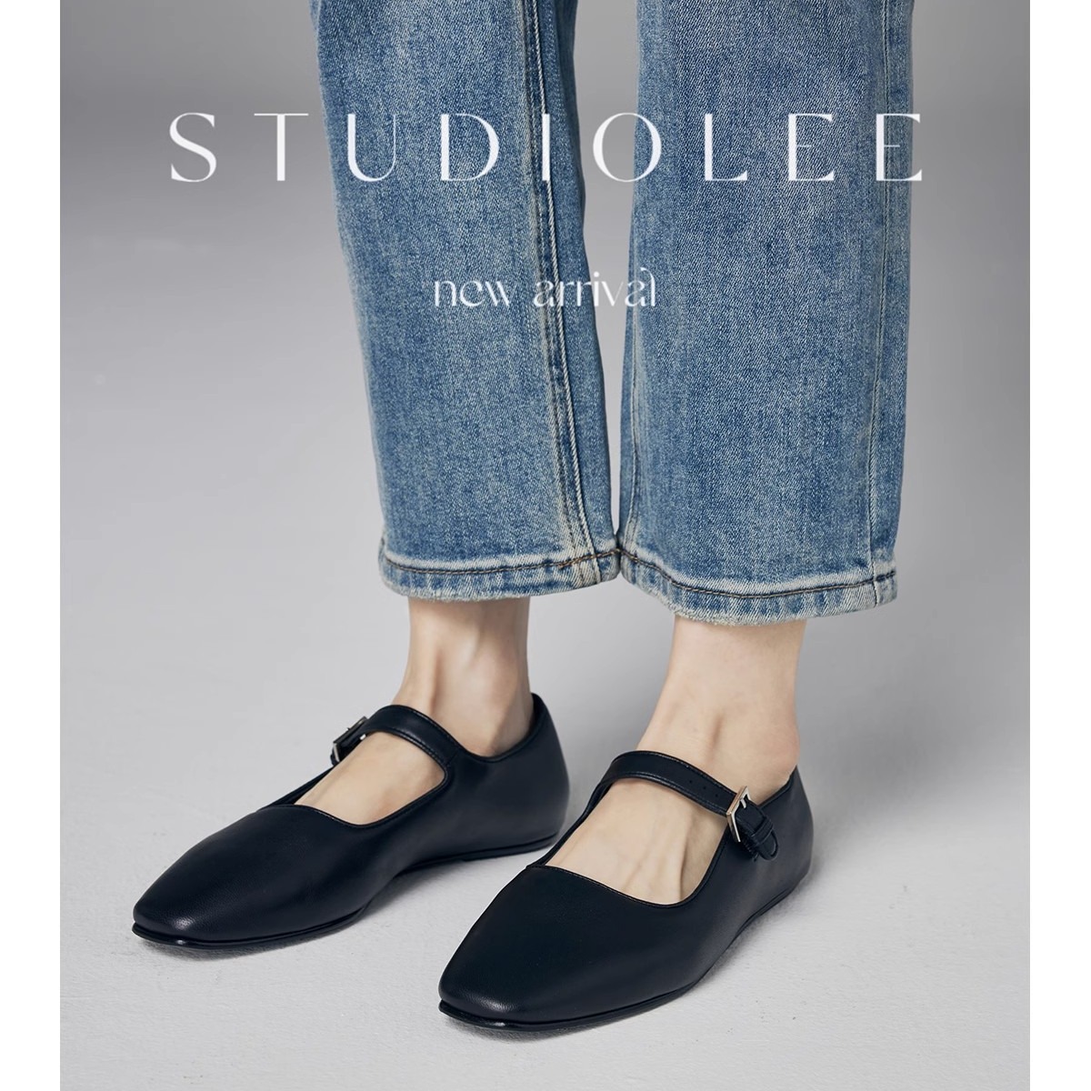 现货秒发！葡萄妈同款鞋进口羊皮极简平底一字扣带玛丽珍平底单鞋女春