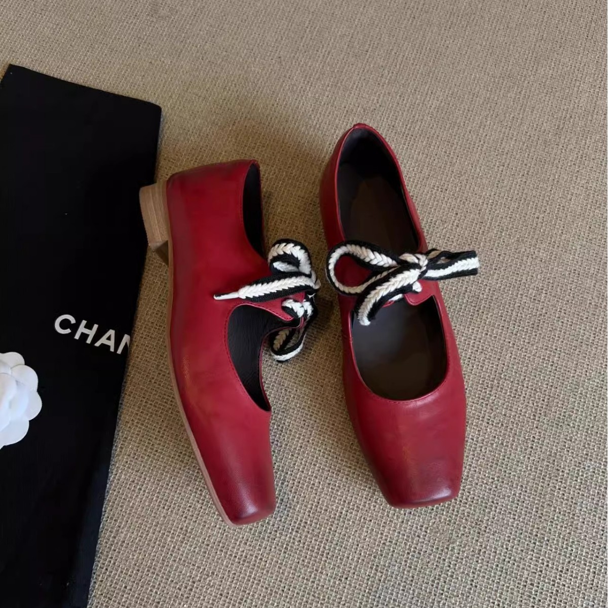 羊皮版~苏茵茵方头复古系带芭蕾舞鞋女配裙子文艺玛丽珍小皮鞋粗跟平底单鞋