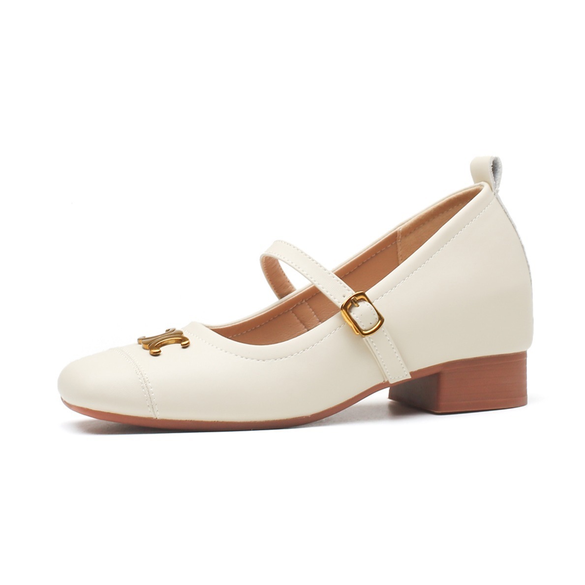 内增高6cm法式气质复古小皮鞋2024新款方头粗跟通勤晚晚风单鞋女