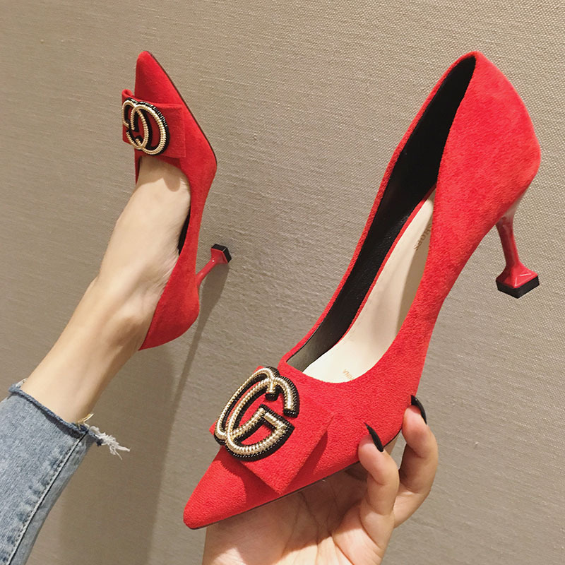 春秋新款小清新猫跟细跟女鞋