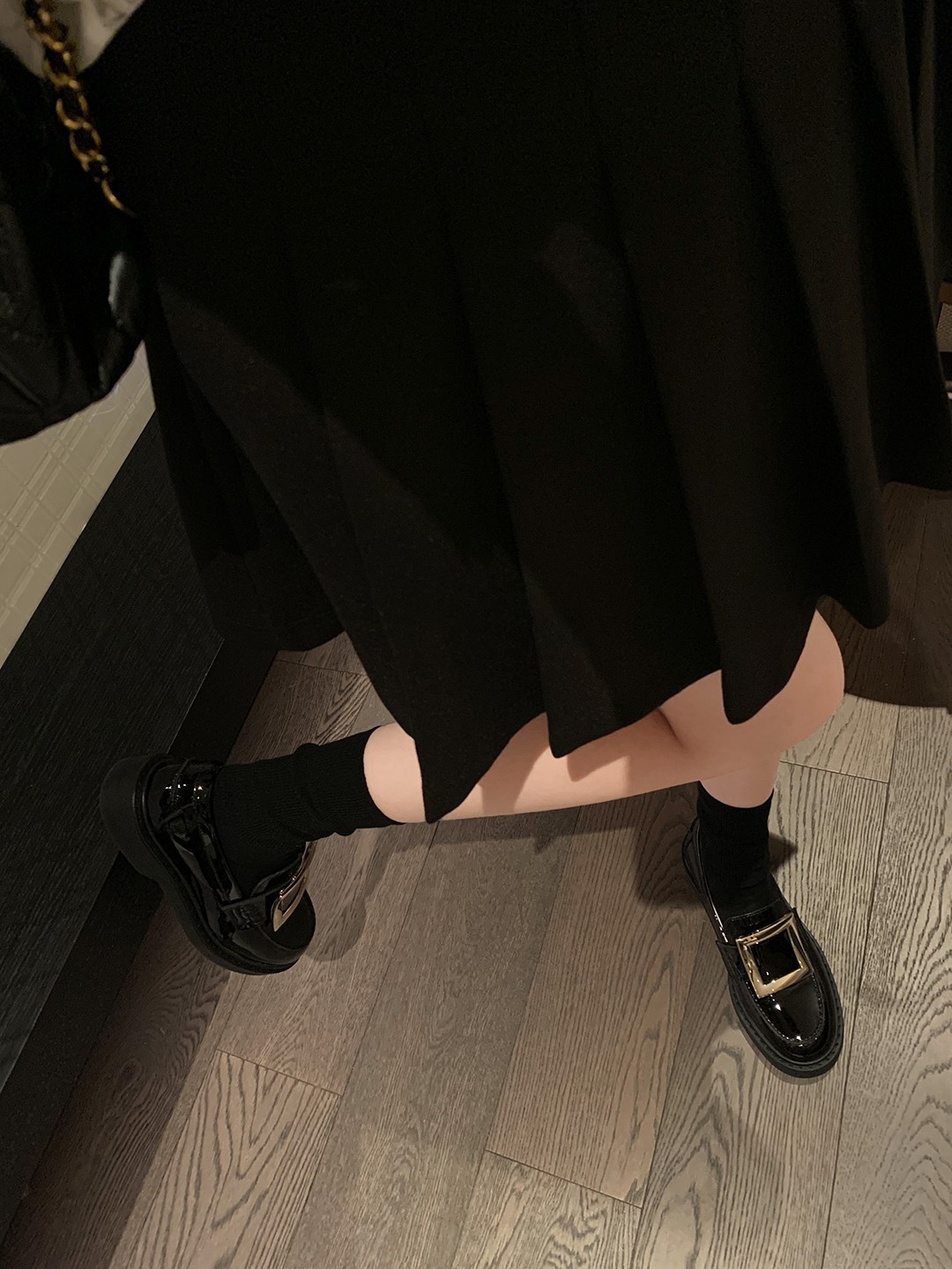 【sheii苏茵茵】重磅返场~方扣水钻真皮厚底懒人乐福鞋女小皮鞋