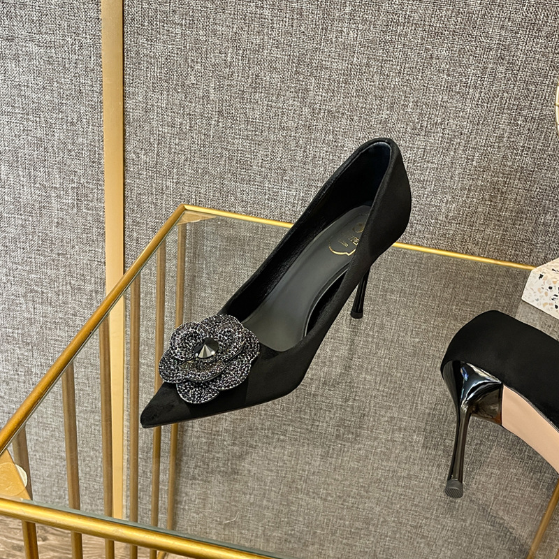 超高时尚名媛风女士浅口女单鞋新款秋季新款细跟超高跟鞋