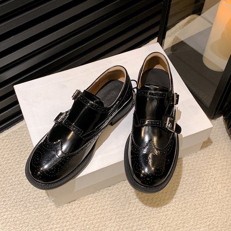 英伦风复古精致雕花巴洛克单鞋孟克皮鞋女乐福鞋2024春季新款