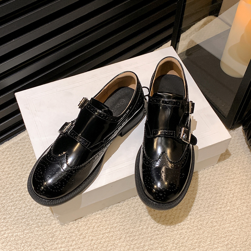 英伦风复古精致雕花巴洛克单鞋孟克皮鞋女乐福鞋2024春季新款