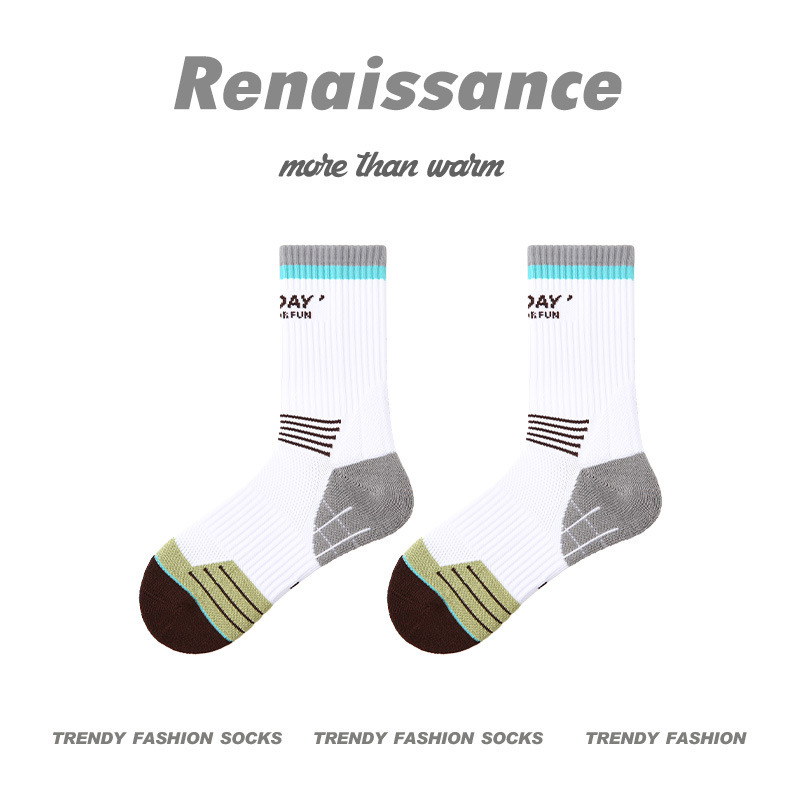 专业毛巾底袜子女跑步跳绳袜吸汗透气白色少女运动袜