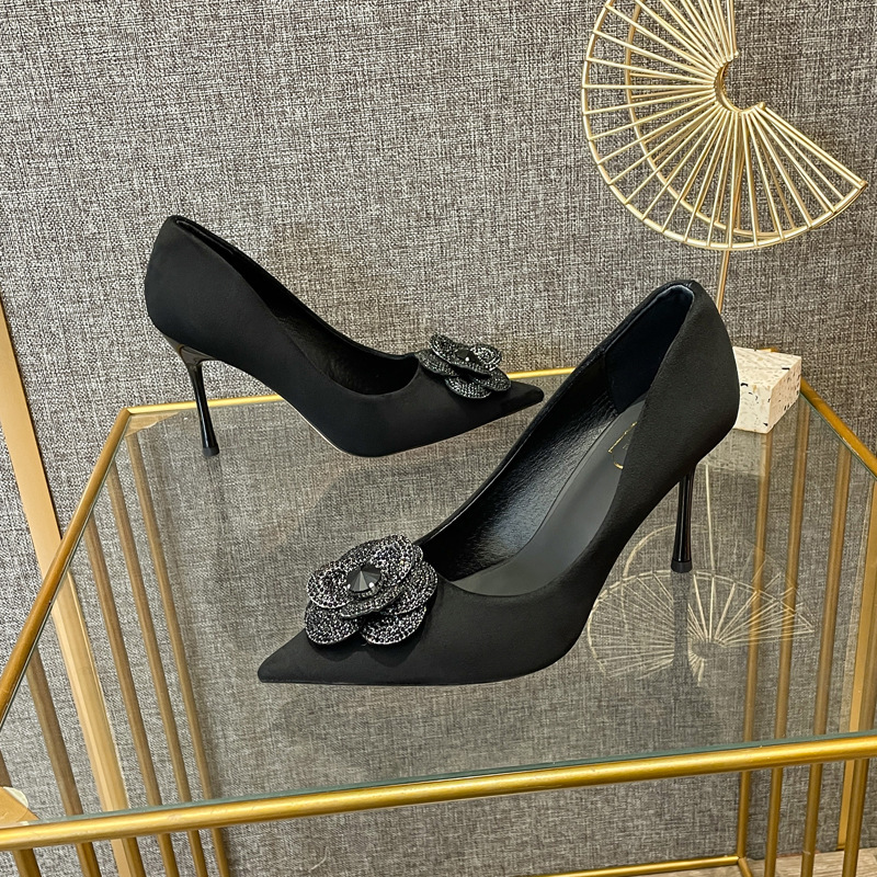 超高时尚名媛风女士浅口女单鞋新款秋季新款细跟超高跟鞋