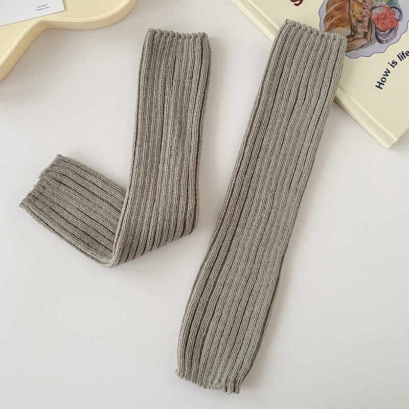 双针羊毛袜套保护小腿不受寒粗针白色脚踝堆堆护膝不掉筒新款