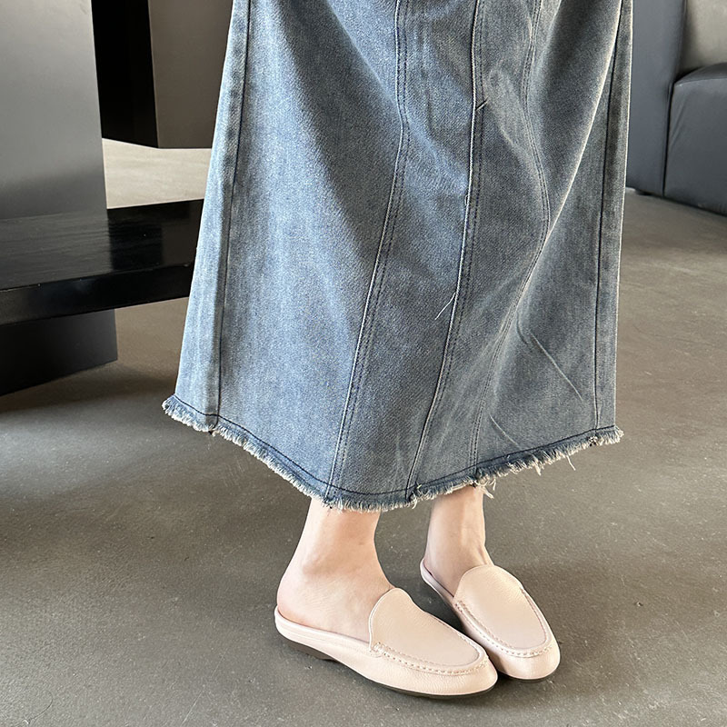 夏秋季新款单鞋女韩版简约时尚包头半拖鞋女外穿一脚蹬懒人鞋