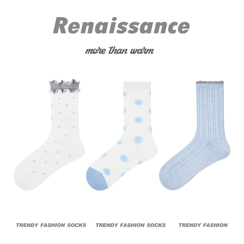 原创女袜春夏季柿柿甜猫中筒袜花边无骨精梳棉袜子女