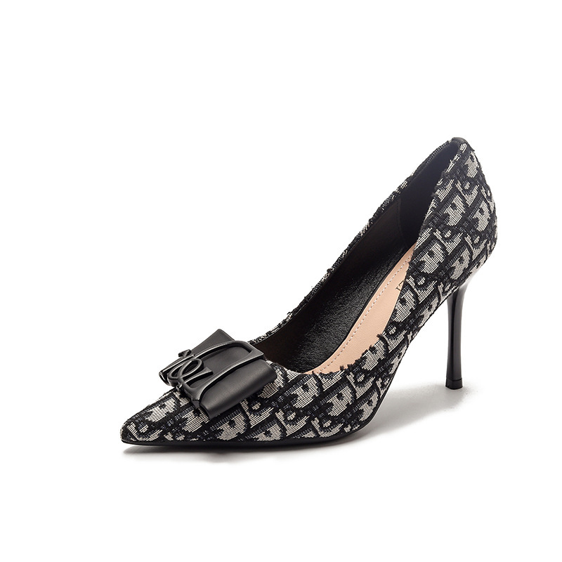 韩版时尚简约女鞋显瘦高跟鞋细跟超高跟浅口尖头性感单鞋女