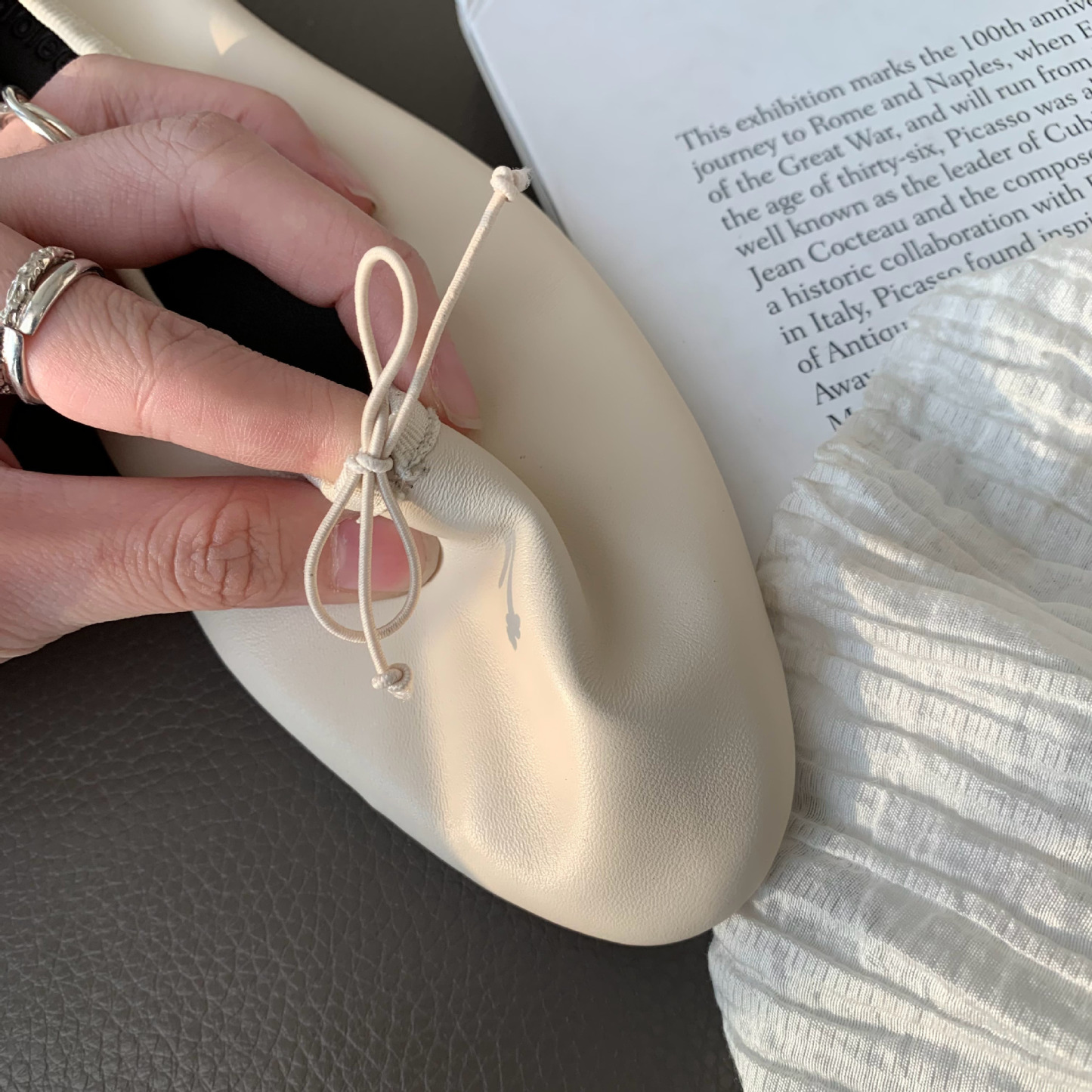 葡萄妈studiolee 法式女孩~小圆头软糯羊皮褶皱蝴蝶结芭蕾风平底单鞋