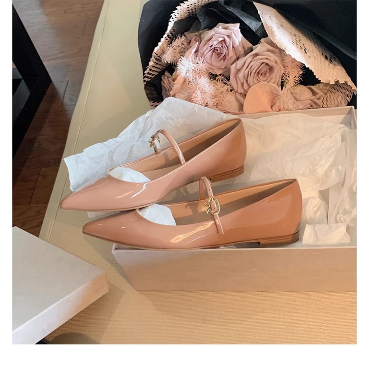 葡萄妈同款气质小尖头显瘦一字带浅口小低跟单鞋女春秋玛丽珍鞋女