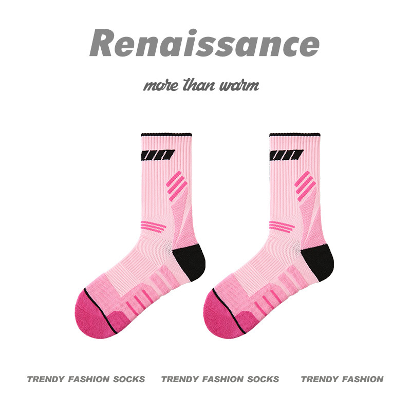 专业毛巾底袜子女跑步跳绳袜吸汗透气白色少女运动袜