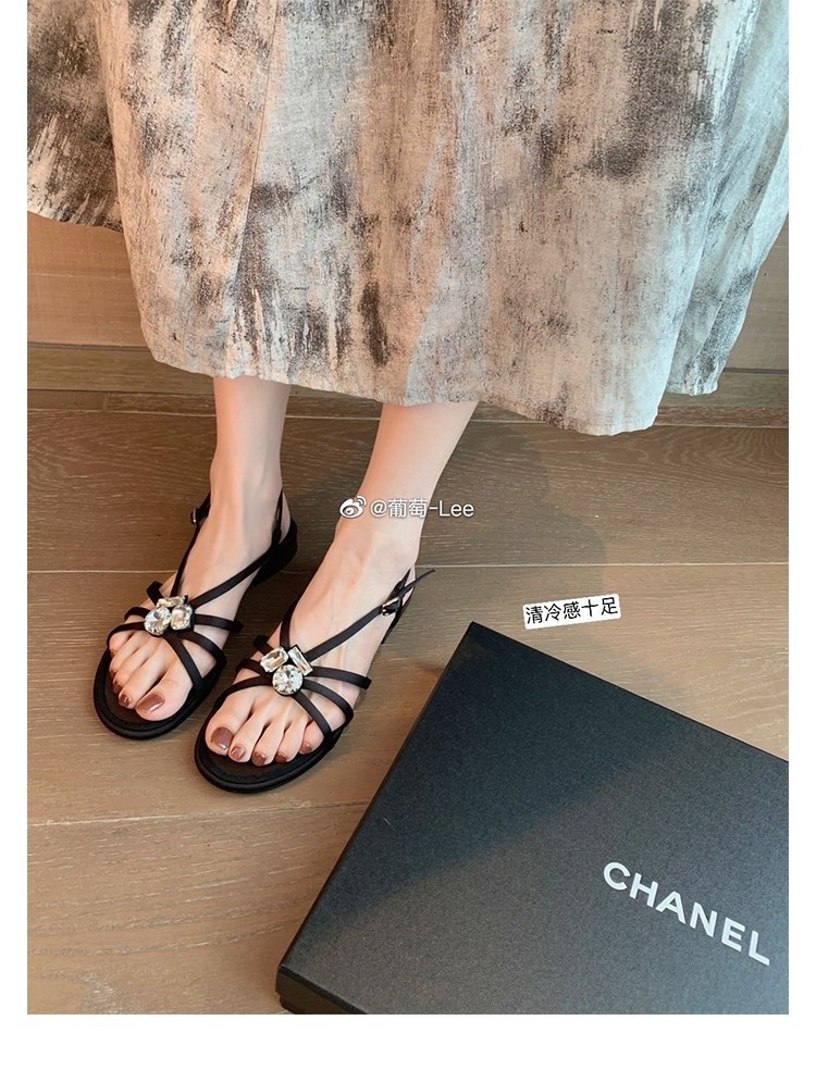 现货秒发！葡萄妈*仙本那之梦～优雅宝石扣细带露趾一字带凉鞋女