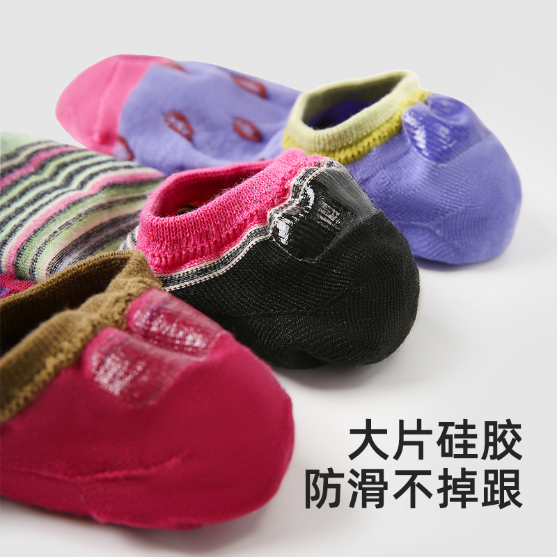 文艺复兴袜子女短袜日系撞色波点春夏船袜女防滑不掉跟浅口隐形袜