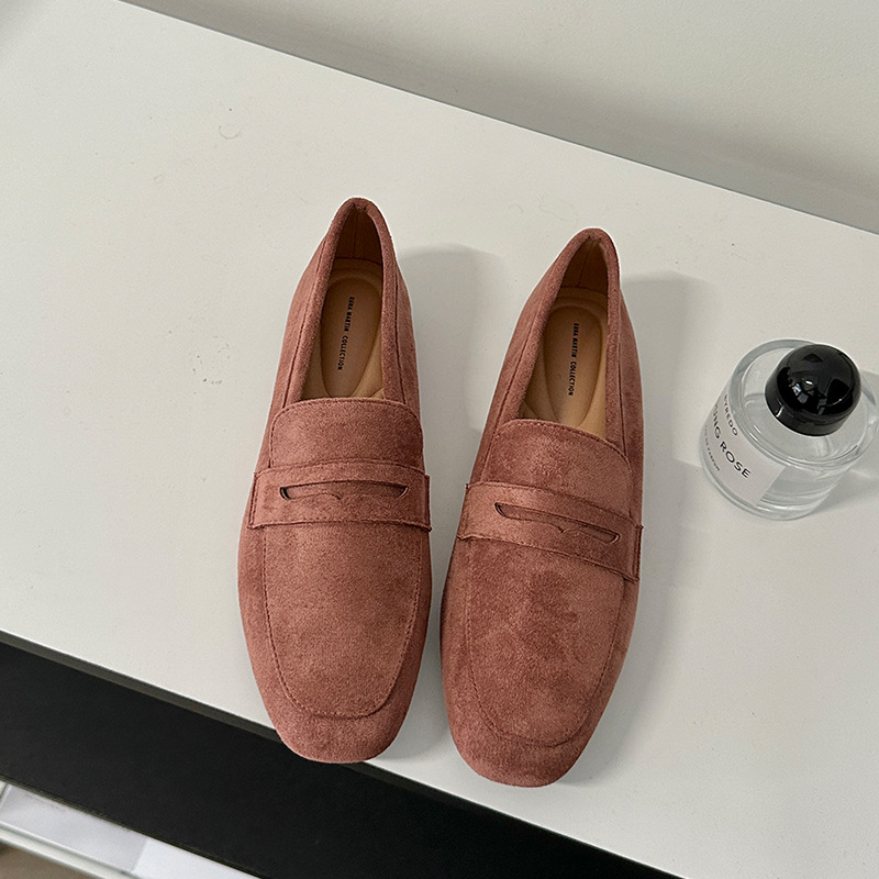 女士单鞋春秋季新款休闲平底鞋磨砂时尚舒适防滑一脚蹬乐福鞋