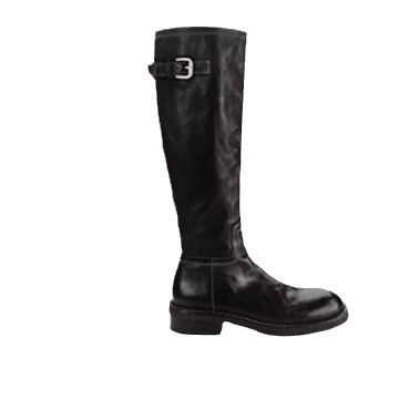 PANDA EYES葡萄妈同款鞋复古水洗马皮粗跟厚底高筒骑士靴女秋冬款女靴