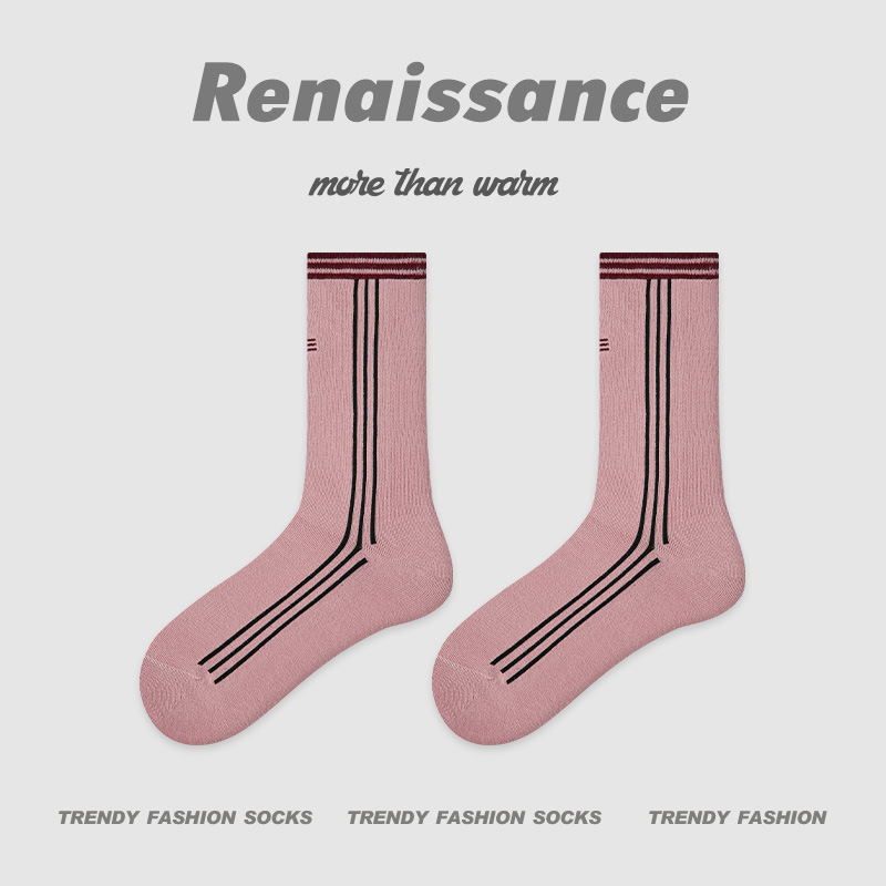 秋冬新款中筒袜花边堆堆袜纯色学院风ins潮袜子女