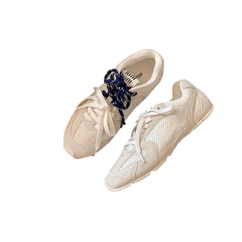 葡萄妈新款复古系带百搭透气真皮休闲运动德训阿甘鞋女