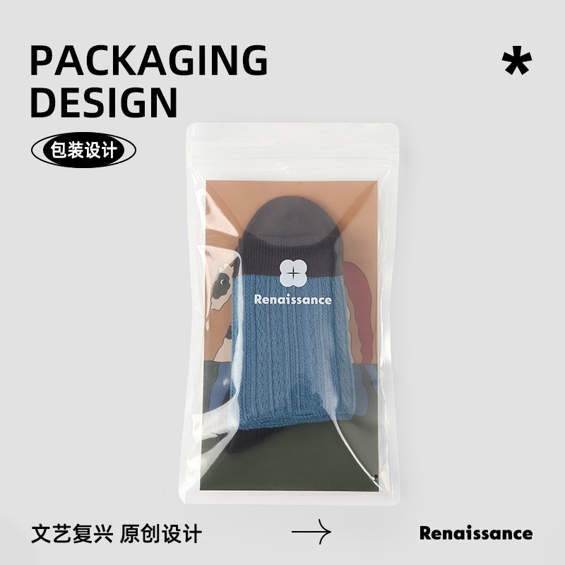 原创女袜秋冬中筒袜无骨堆堆袜拼色细纹简约ins袜子女