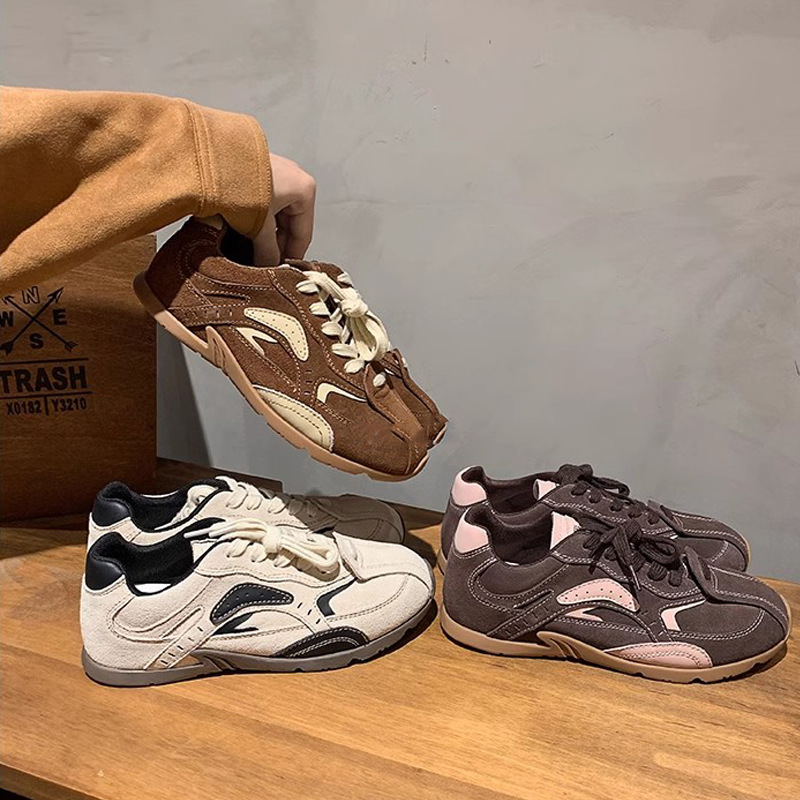 同款韩国练习生~拼色系带增高休闲运动德训鞋女阿甘鞋女