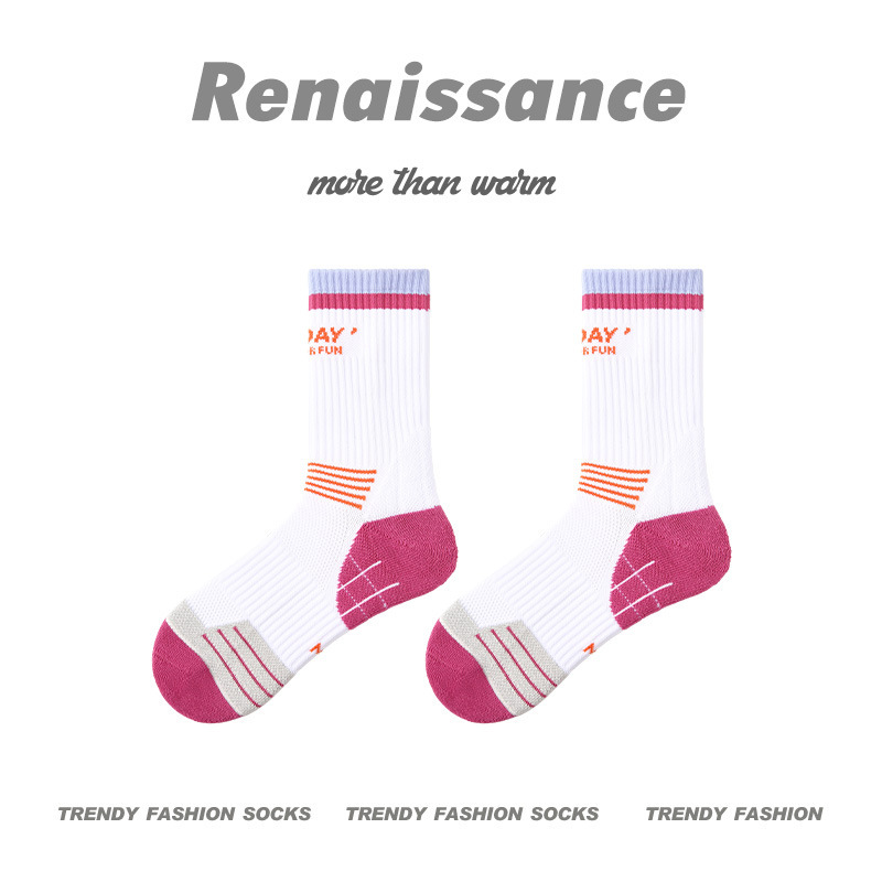 专业毛巾底袜子女跑步跳绳袜吸汗透气白色少女运动袜