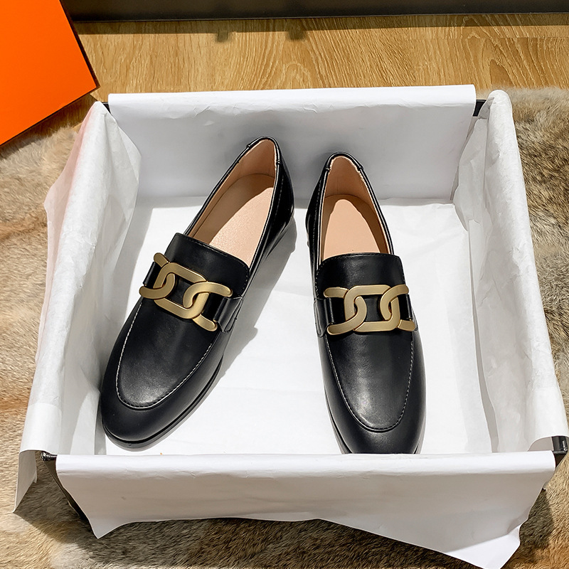 2024新款圆头平底单鞋女方扣包头半拖鞋女外穿玛丽珍女鞋乐福鞋女