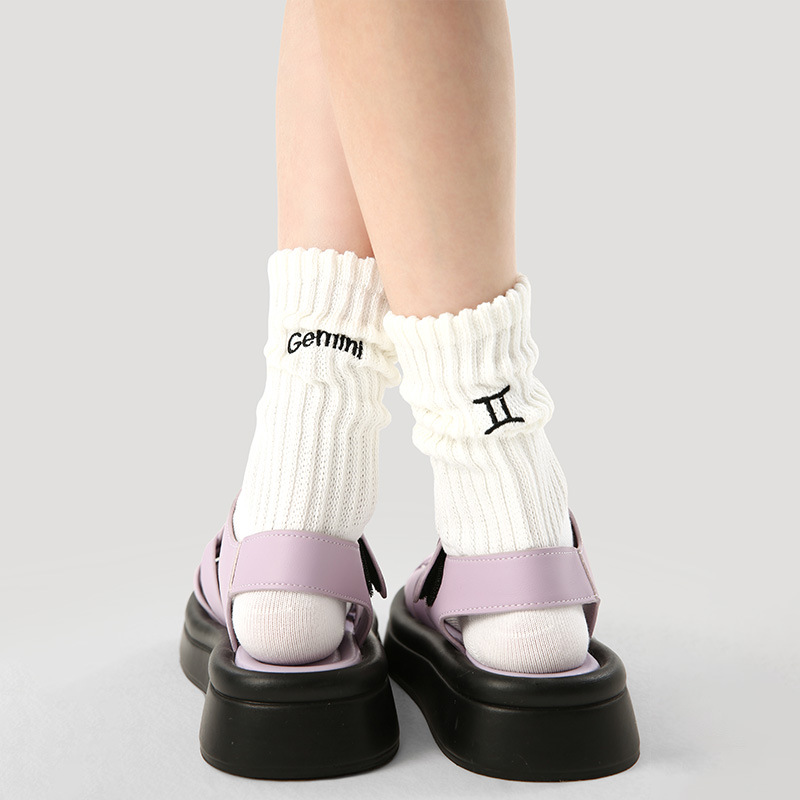 创意十二星座主题袜子个性潮流中筒袜趣味时尚潮女袜