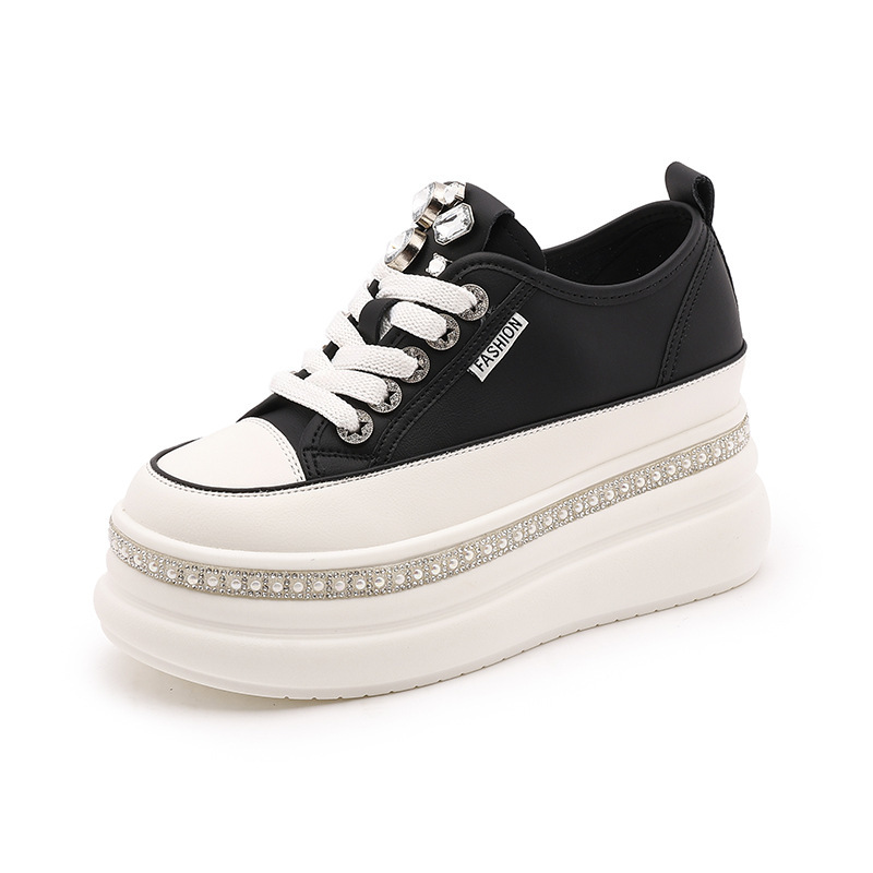 真皮小白鞋女新款厚底松糕鞋休闲百搭潮小个子内增高女鞋