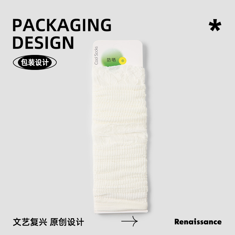 Renaissance女士春夏款针织纯色薄款袜套miu风袜子网眼透气小腿袜