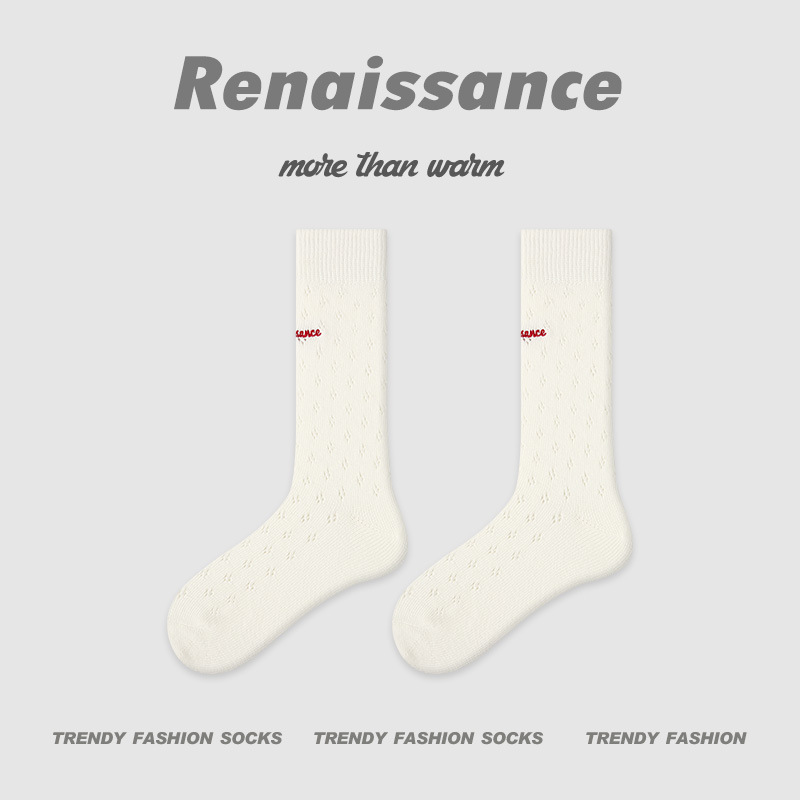 秋冬新款中筒袜花边堆堆袜纯色学院风ins潮袜子女