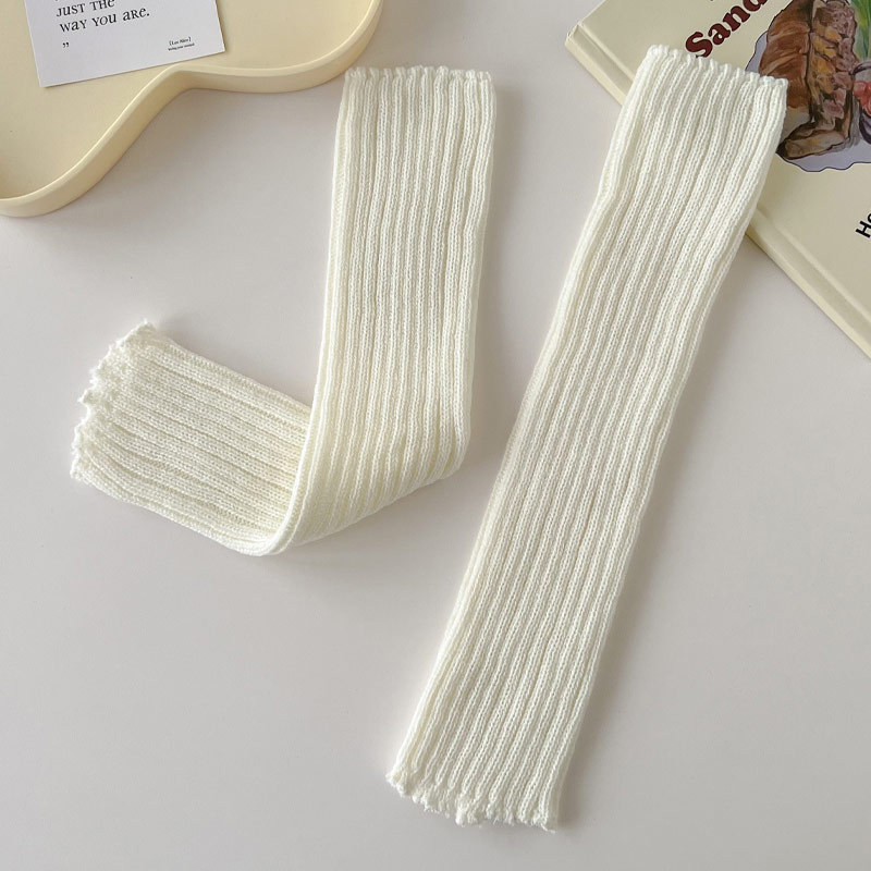 双针羊毛袜套保护小腿不受寒粗针白色脚踝堆堆护膝不掉筒新款