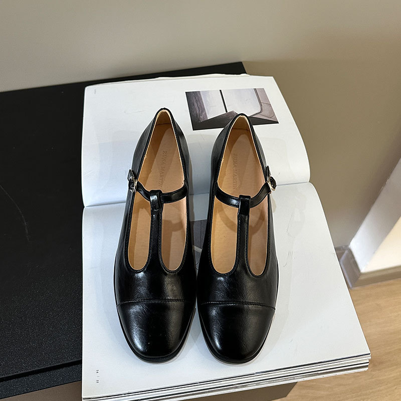 法式银色拼接单鞋女士2025春夏新款平底丁字带玛丽珍鞋圆头芭蕾鞋