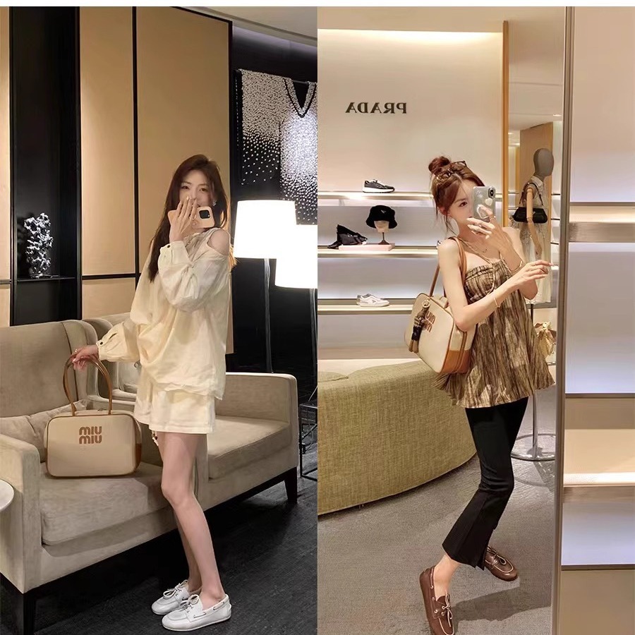 苏茵茵 真皮蝴蝶结小皮鞋新款圆头一脚蹬乐福鞋女单鞋搽色复古软皮豆豆鞋平底单鞋