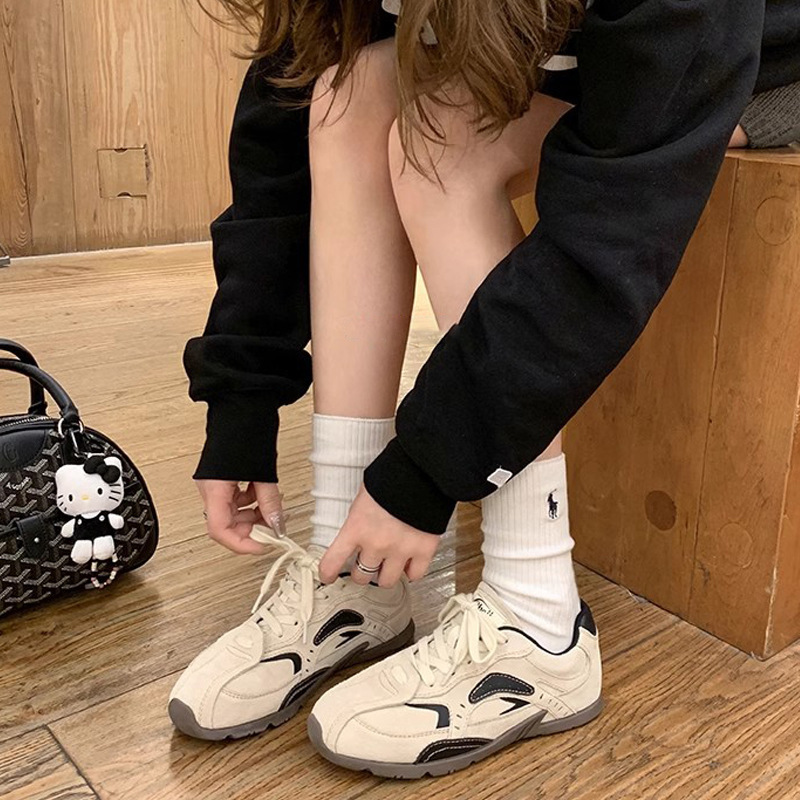 同款韩国练习生~拼色系带增高休闲运动德训鞋女阿甘鞋女