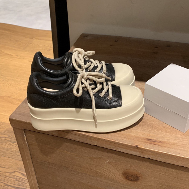 PANDA EYES葡萄妈新款真皮增高厚底休闲风百搭德训休闲运动板鞋