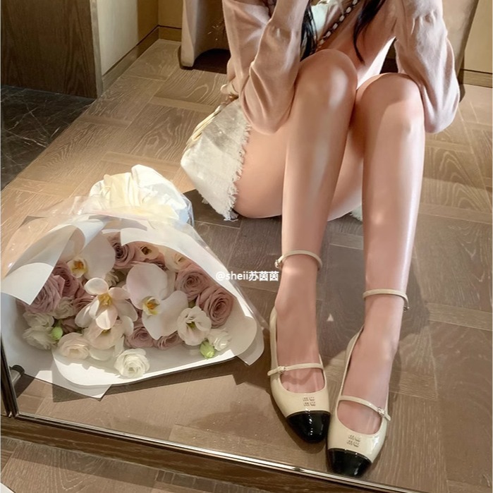 【苏茵茵同款】喵家小姐~法式复古拼色扣带小猫跟玛丽珍鞋女单鞋