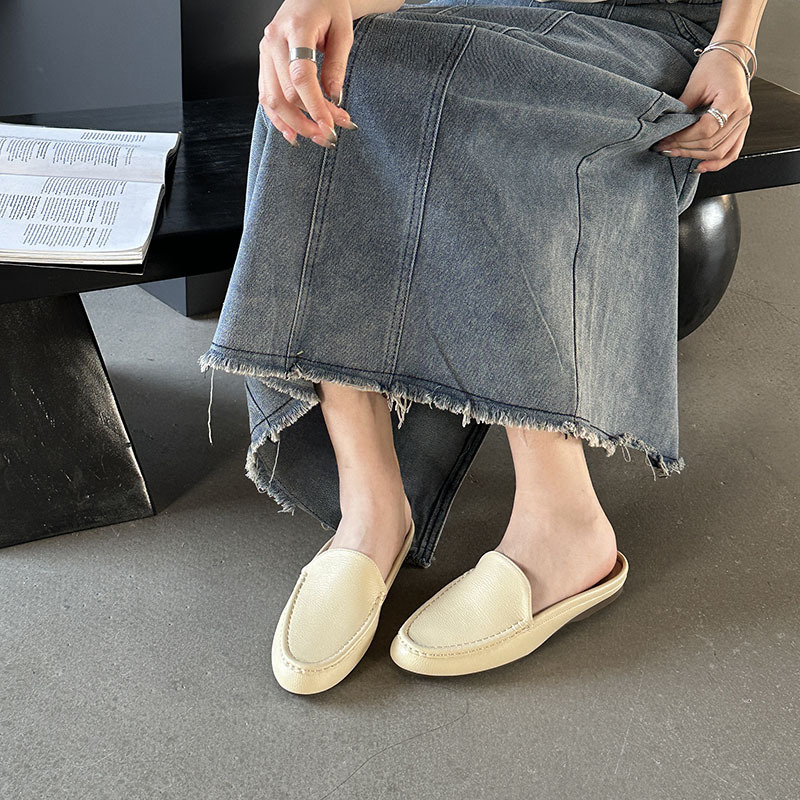 夏秋季新款单鞋女韩版简约时尚包头半拖鞋女外穿一脚蹬懒人鞋