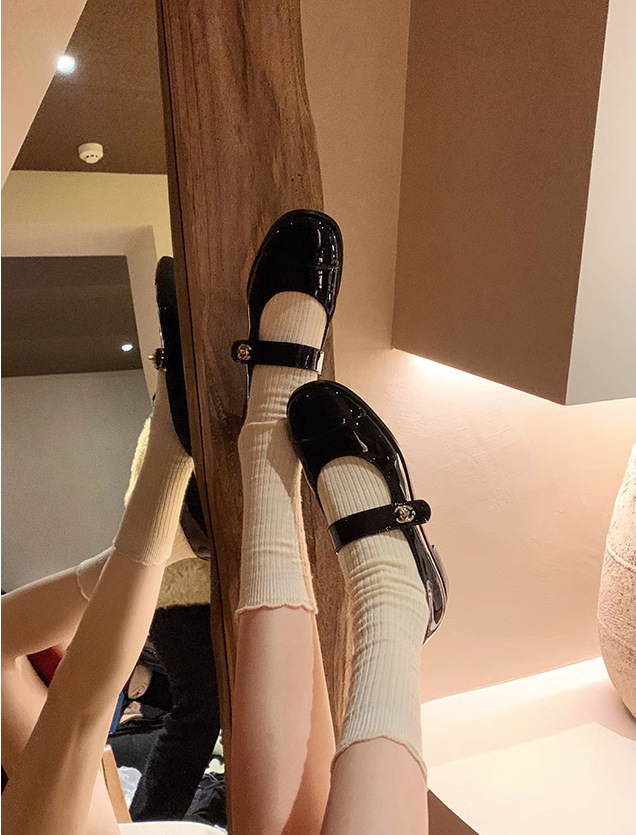 葡萄妈studiolee 经典百搭圆头一字带粗跟玛丽珍单鞋小皮鞋女秋冬