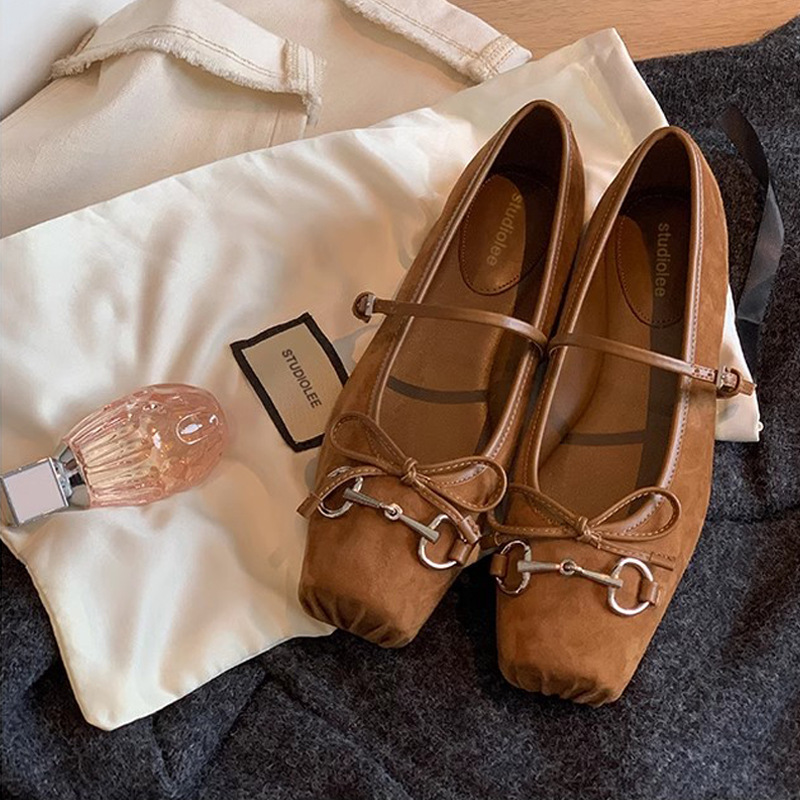 葡萄妈studiolee 法式少女蝴蝶结一字带百搭猪鼻子玛丽珍单鞋女