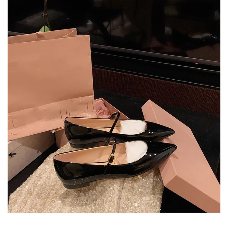 葡萄妈同款气质小尖头显瘦一字带浅口小低跟单鞋女春秋玛丽珍鞋女