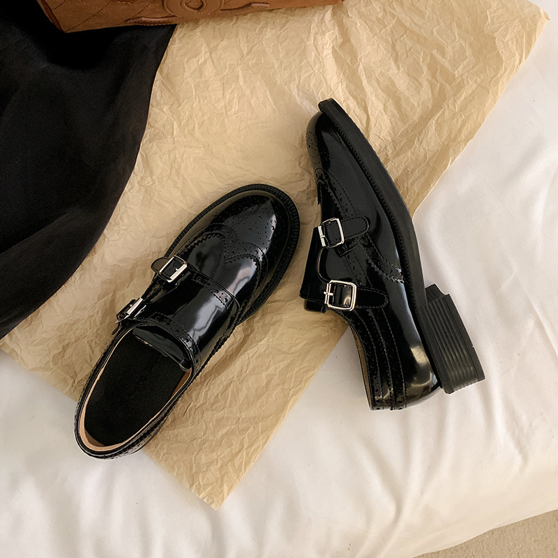 英伦风复古精致雕花巴洛克单鞋孟克皮鞋女乐福鞋2024春季新款