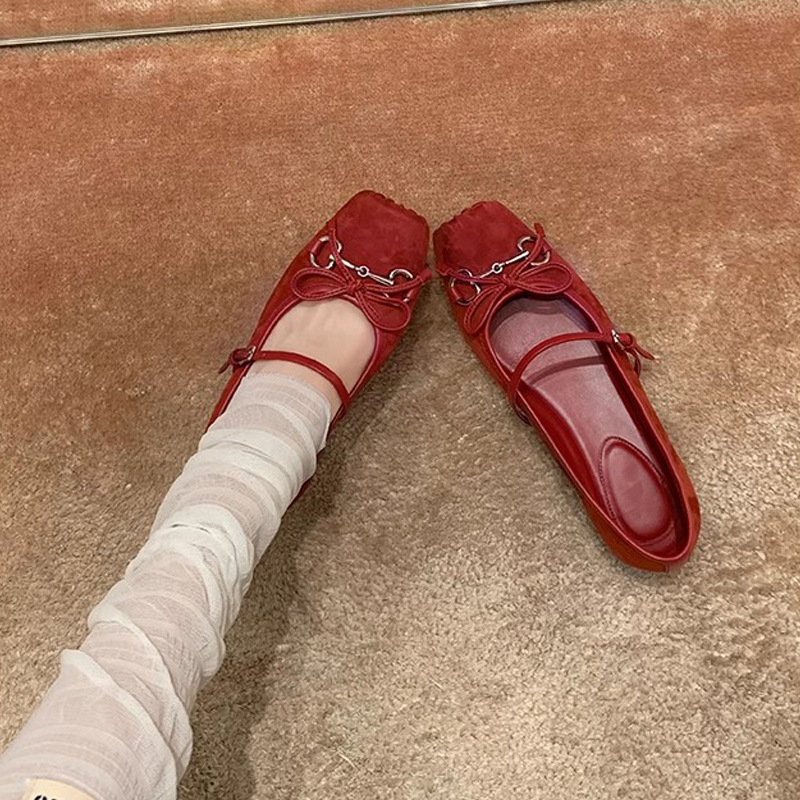 葡萄妈studiolee 法式少女蝴蝶结一字带百搭猪鼻子玛丽珍单鞋女